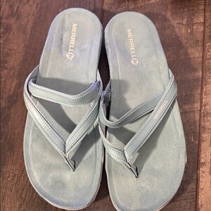 Merrell Terran Ari Post Women's Pale Sea Flip-Flop Sandals size 10